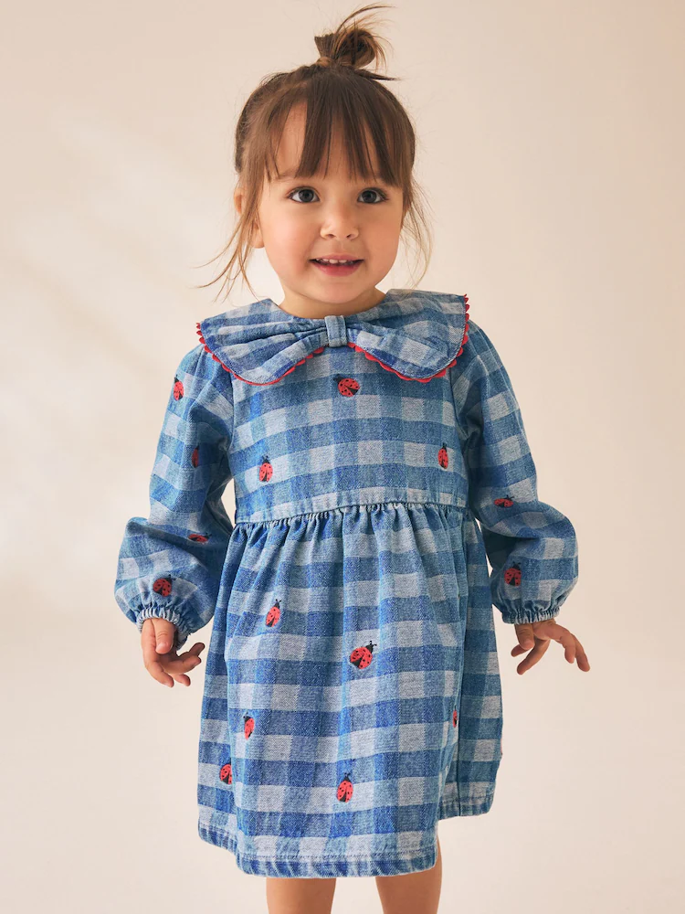 Next / Платье джинсовое с вышивкой для девочки