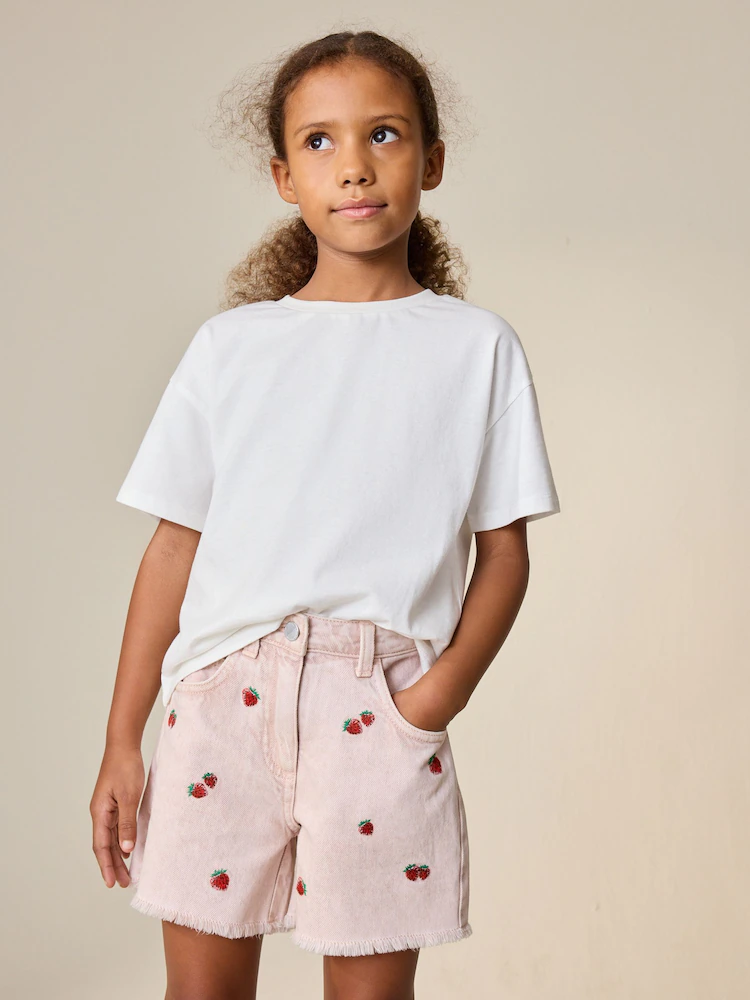 Next / Шорты джинсовые с вышивкой для девочки - фото 3