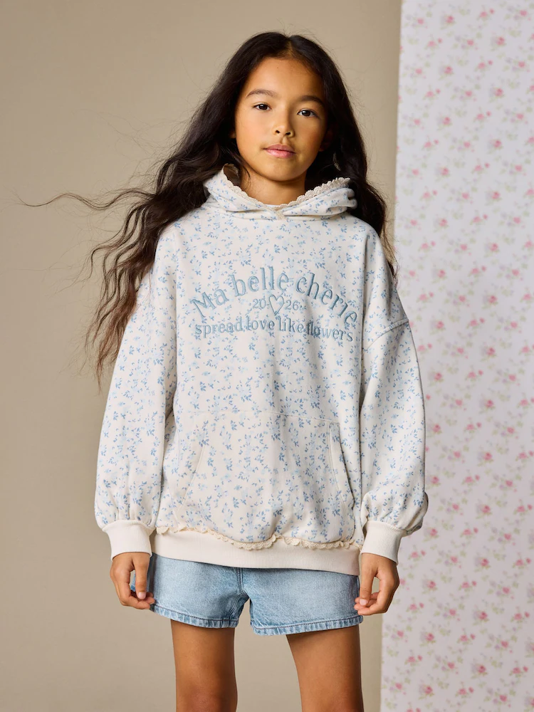 Next / Худи с принтом для девочки - фото 2