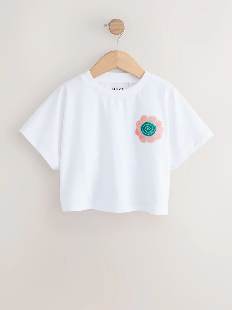 Next / Футболка укороченная с принтом для девочки - фото 3