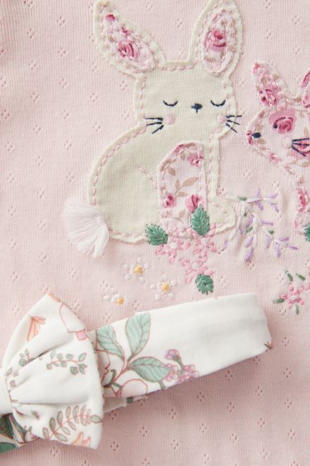 Next / Комплект джемпер трикотажный, легинсы и повязка на голову для девочки - фото 4