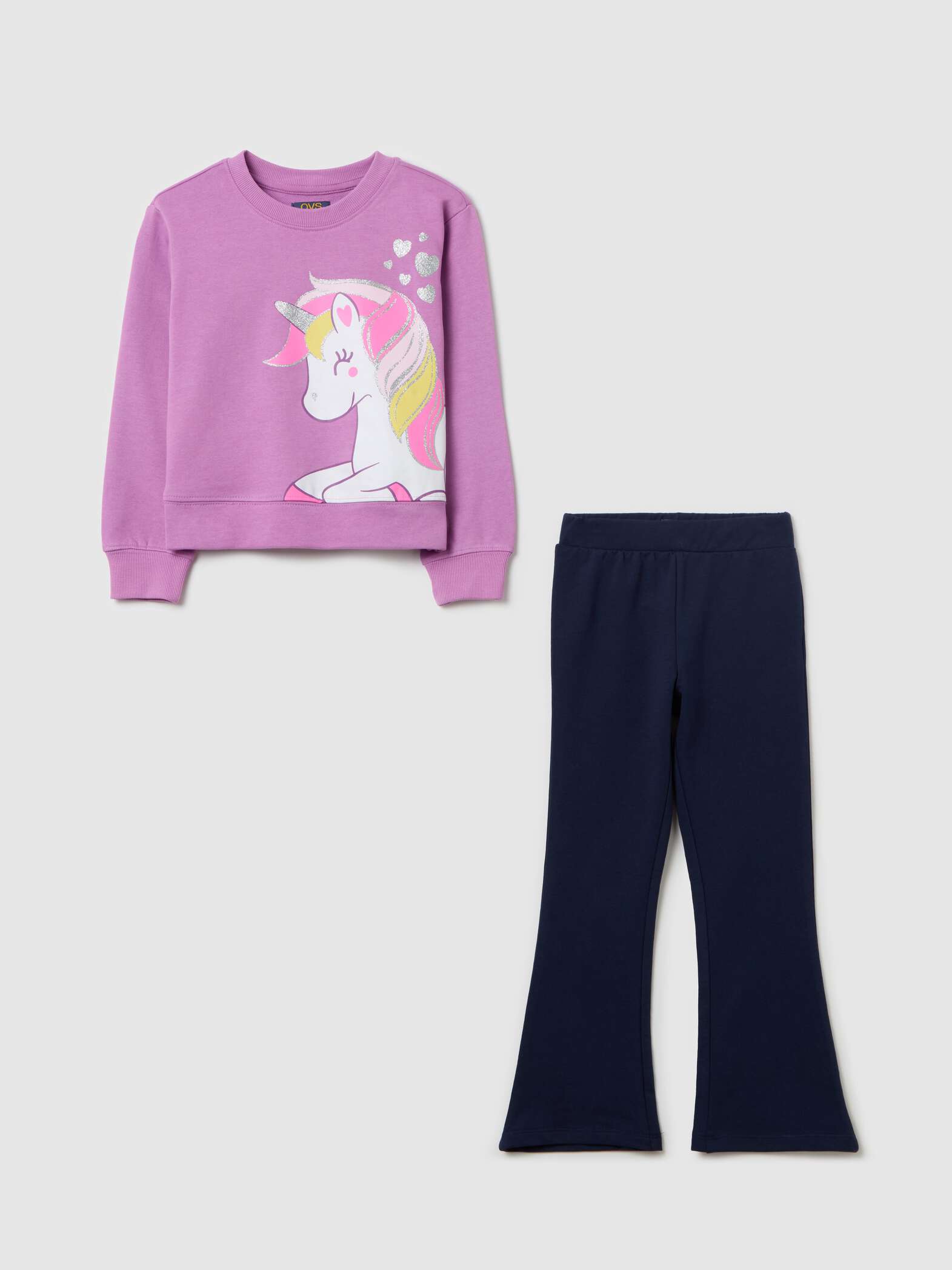 OVS / Комплект свитшот и легинсы расклешенные для девочки