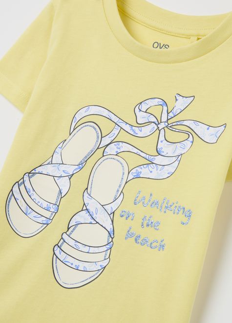 OVS / Футболка с глитер-принтом для девочки - фото 3