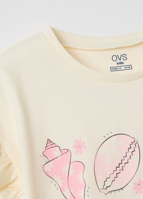 OVS / Футболка со стразами и декоративными рукавами для девочки - фото 3