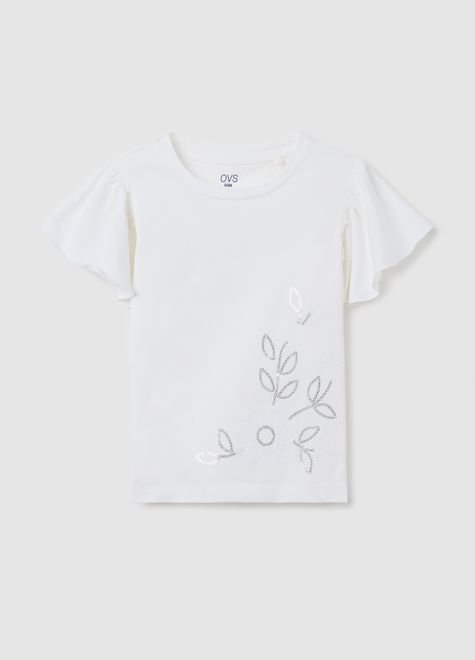 OVS / Футболка с пайетками и декоративными рукавами для девочки