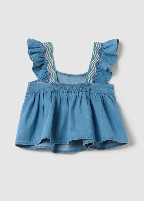 OVS / Топ без рукавов из шамбре с вышивкой для девочки