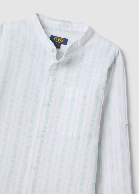 OVS / Рубашка в полоску из смесового льна для мальчика - фото 3
